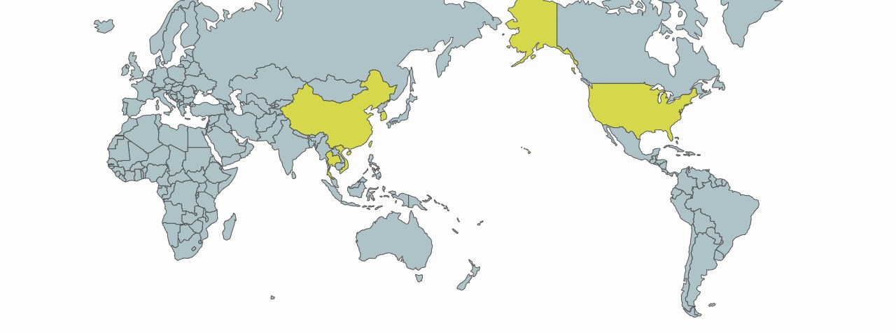 World map highlighting Dayo Technology site countries